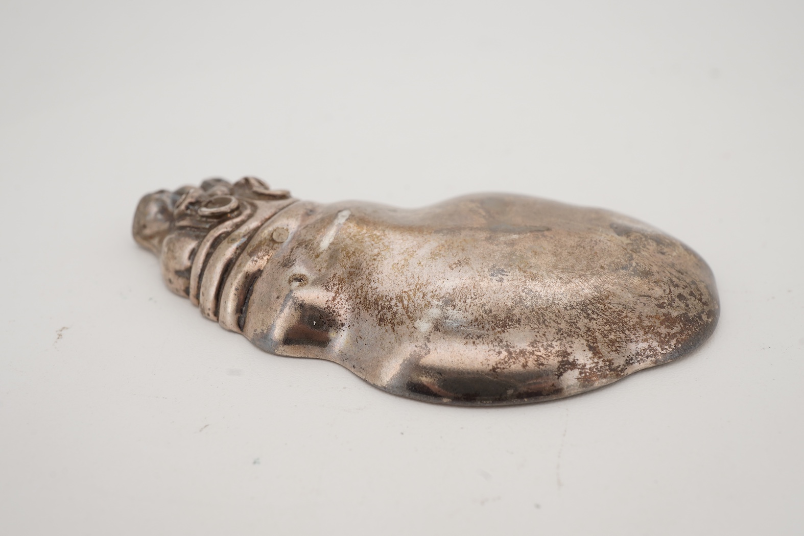 A late 20th century Patrick Mavros white metal novelty paperweight, modelled as a 'submerged' hippopotamus